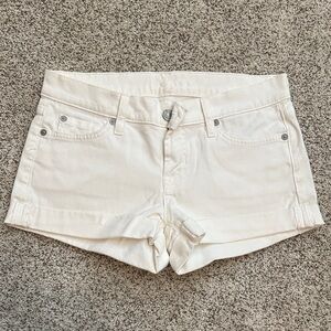 Women's Cream Denim Shorts- 26 - Classic Five-Pocket Style